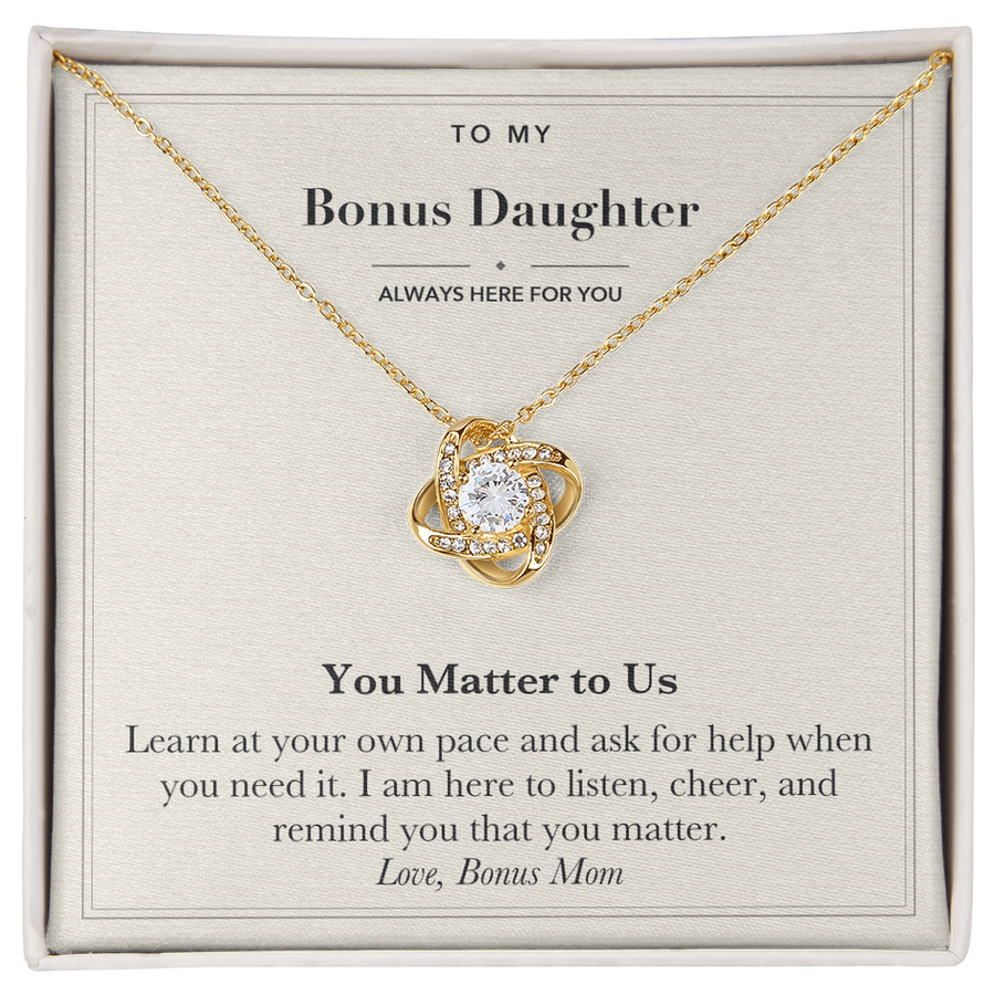 Bonus Daughter Encouragement Love Knot Necklace – You Matter to Us