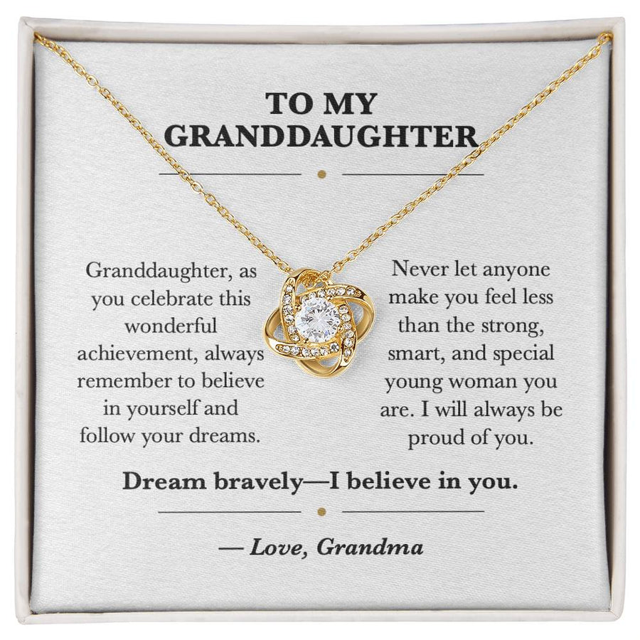 To My Granddaughter Graduation Love Knot Necklace Gift from Grandma