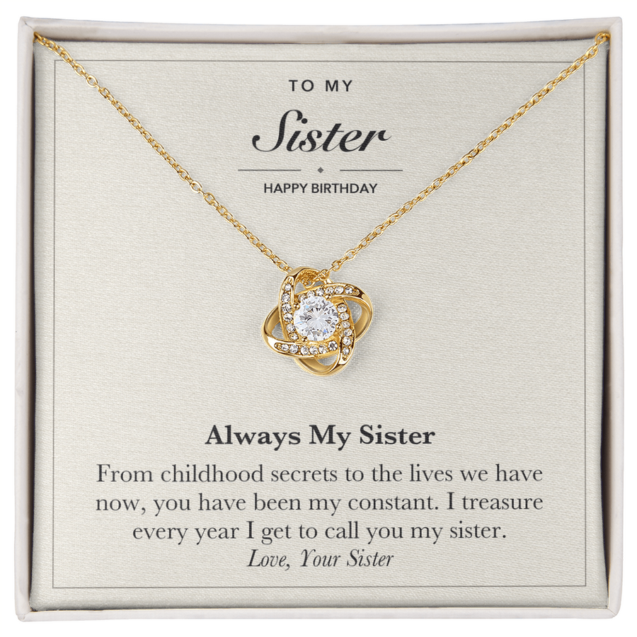 To My Sister Birthday Love Knot Necklace – Always My Sister