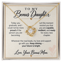 Load image into Gallery viewer, Bonus Daughter Graduation Love Knot Necklace from Bonus Mom - Keep Shining
