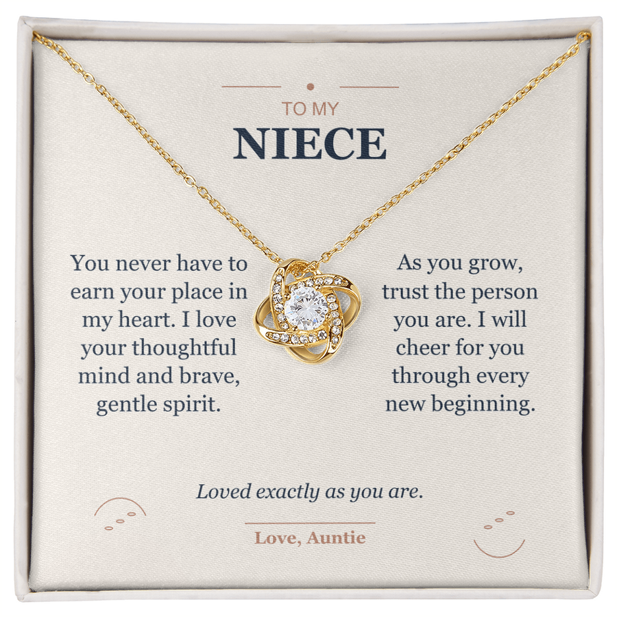 To My Niece, Loved Exactly As You Are - Love Knot Necklace