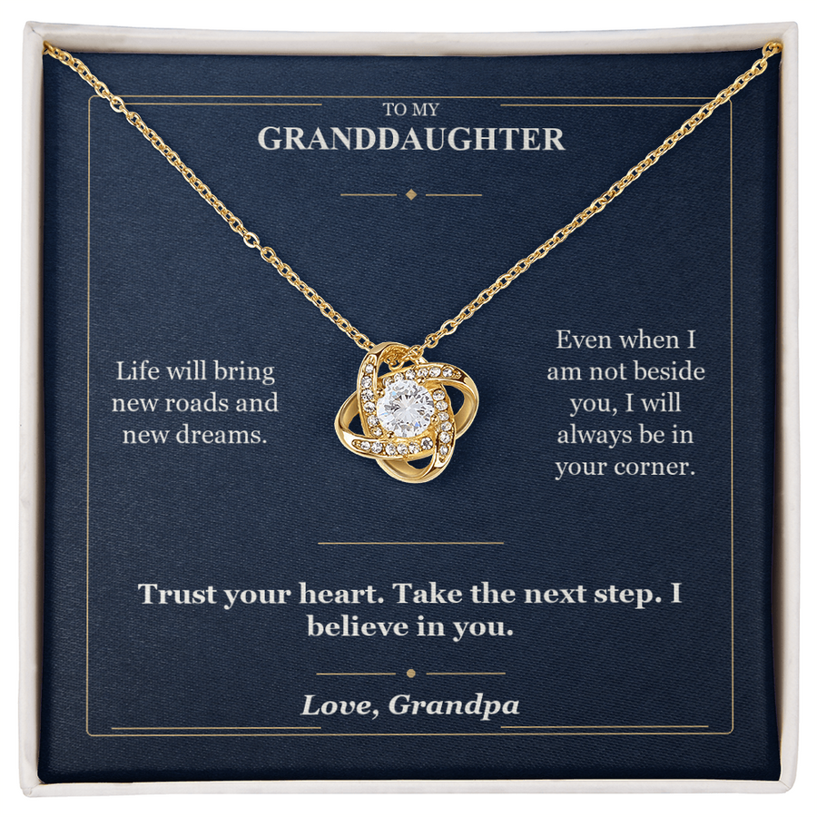 To My Granddaughter Love Knot Necklace from Grandpa | Always in Your Corner