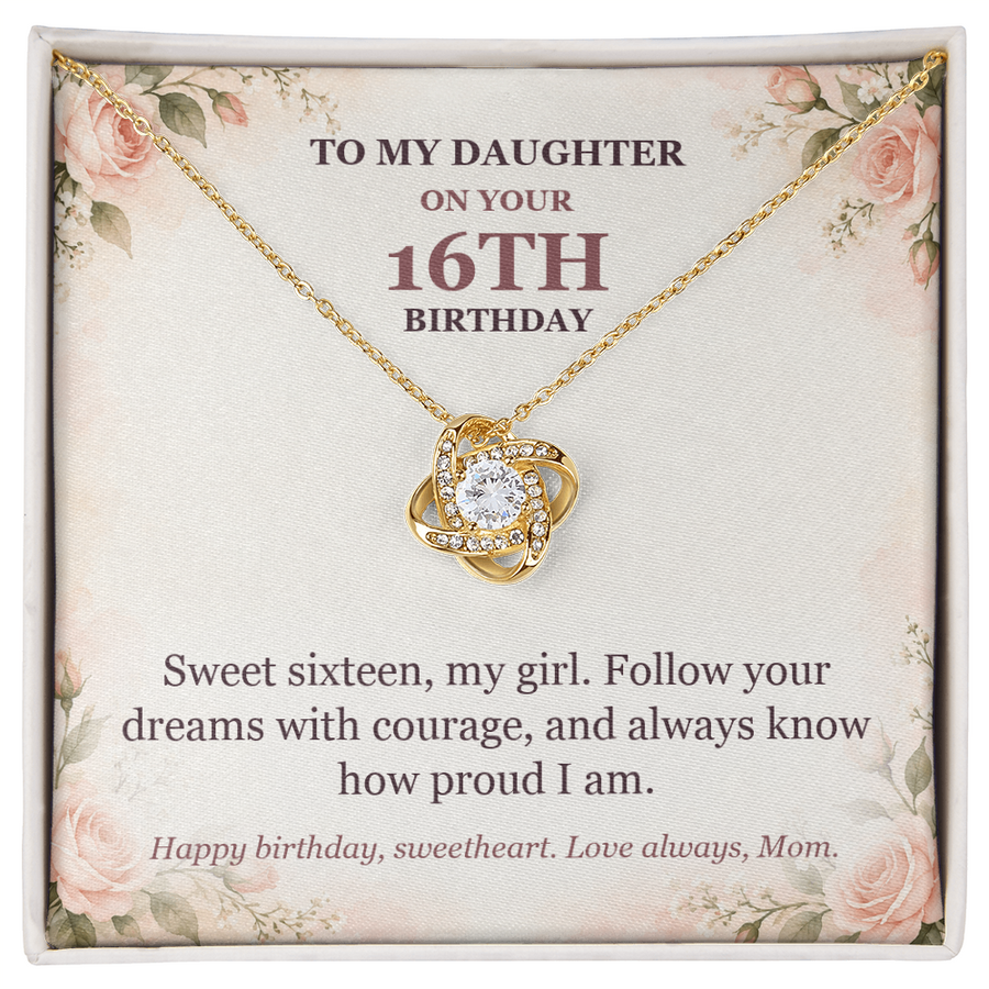 To My Daughter 16th Birthday Love Knot Necklace from Mom