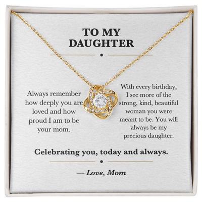 Load image into Gallery viewer, To My Daughter Birthday Love Knot Necklace Gift from Mom

