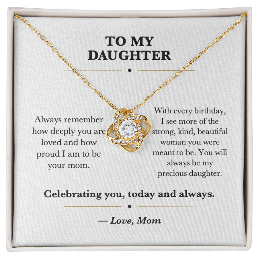 To My Daughter Birthday Love Knot Necklace Gift from Mom