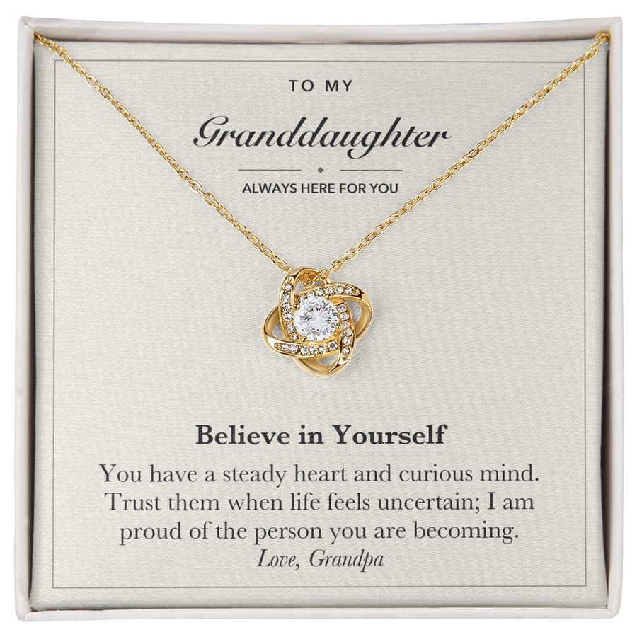 Granddaughter Encouragement Love Knot Necklace – Believe in Yourself