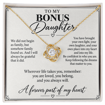 Load image into Gallery viewer, To My Bonus Daughter You Belong Love Knot Necklace Gift
