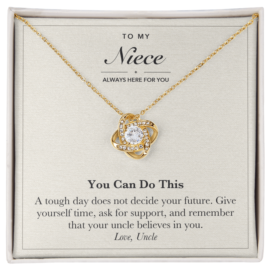 To My Niece Encouragement Love Knot Necklace – You Can Do This
