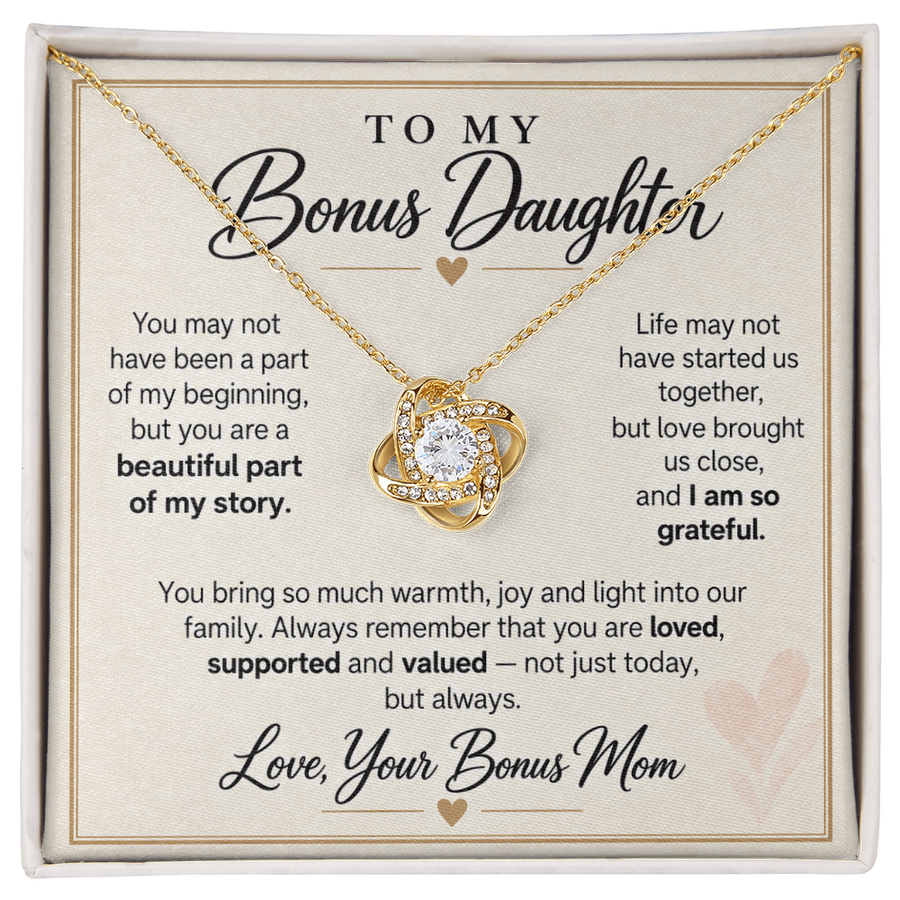 To My Bonus Daughter Love Knot Necklace from Bonus Mom - Beautiful Part of My Story