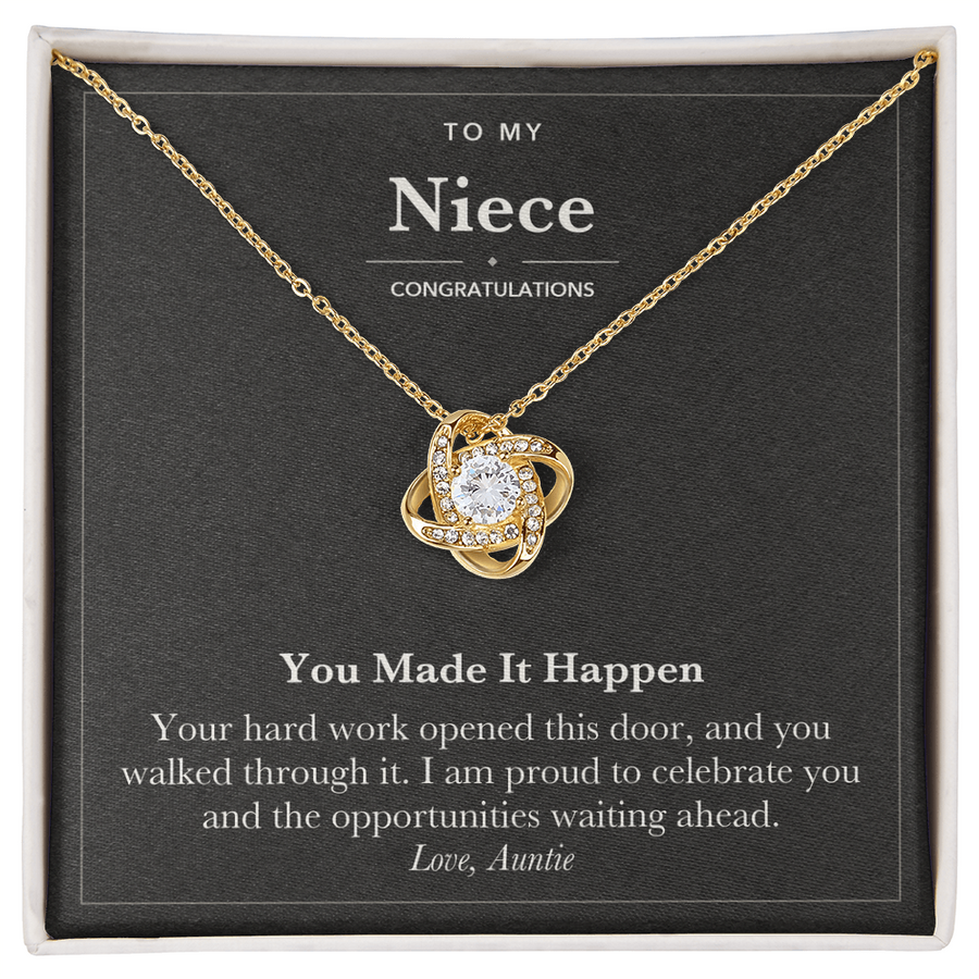 To My Niece Graduation Love Knot Necklace – You Made It Happen