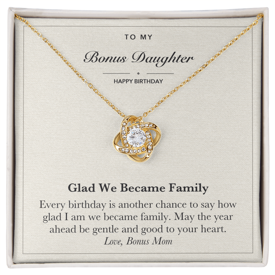 Bonus Daughter Birthday Love Knot Necklace – Glad We Became Family