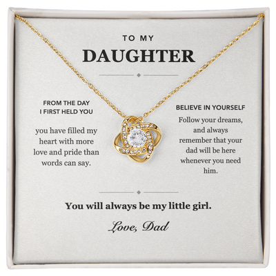 Load image into Gallery viewer, To My Daughter Always My Little Girl Love Knot Necklace Gift from Dad
