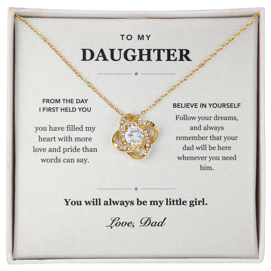 To My Daughter Always My Little Girl Love Knot Necklace Gift from Dad