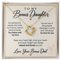 Load image into Gallery viewer, Bonus Daughter Love Knot Necklace from Bonus Dad - Deeply Valued and Loved
