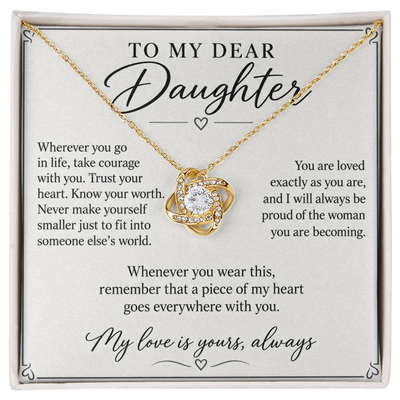 Load image into Gallery viewer, To My Dear Daughter My Love Is Yours Love Knot Necklace Gift
