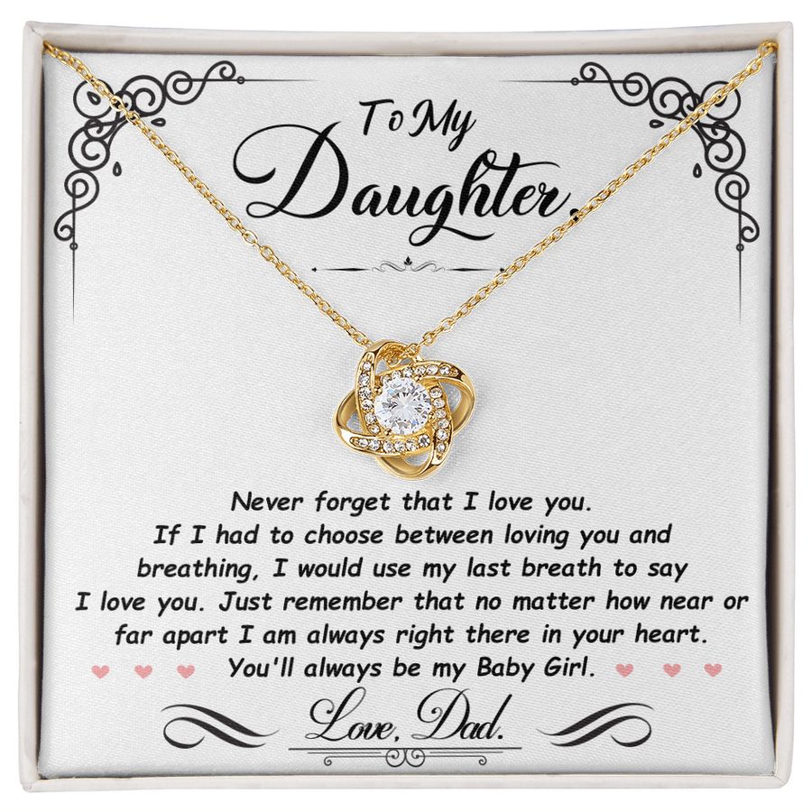 To My Daughter Necklace from Mom and Dad, Birthday, Graduation, Christmas Love Knot Necklace for Her