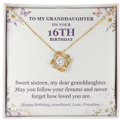 Load image into Gallery viewer, To My Granddaughter 16th Birthday Love Knot Necklace from Grandma
