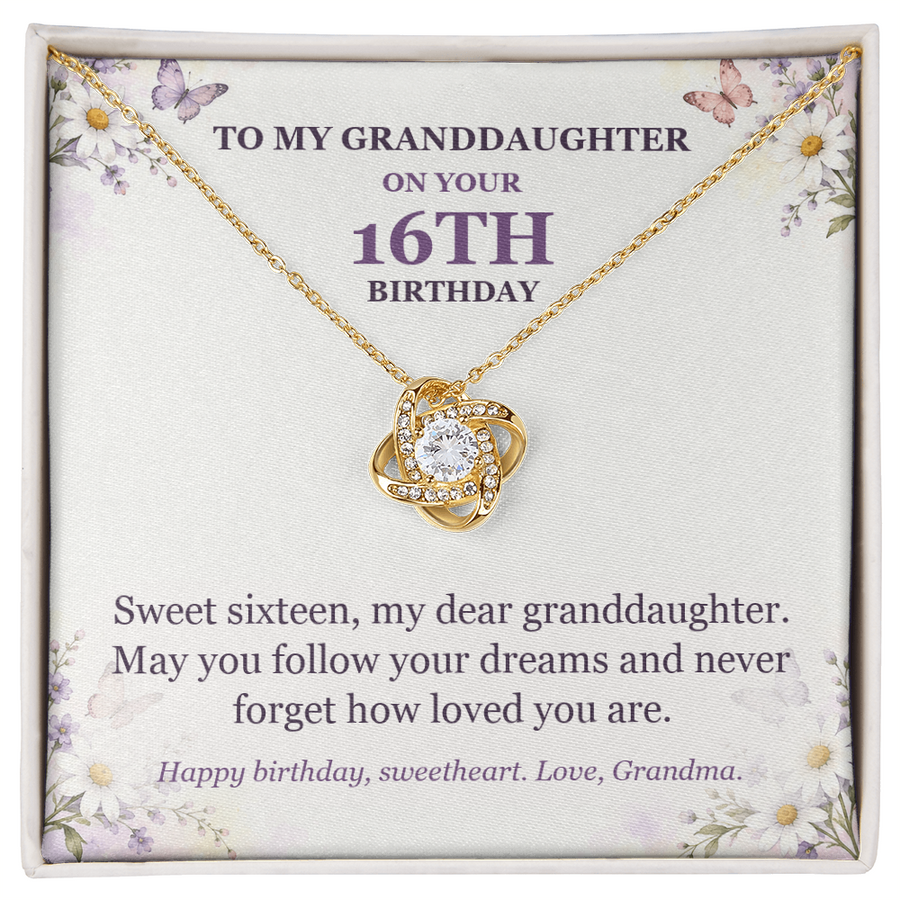 To My Granddaughter 16th Birthday Love Knot Necklace from Grandma