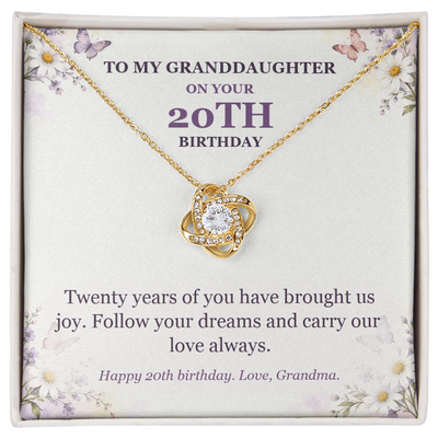 Load image into Gallery viewer, To My Granddaughter 20th Birthday Love Knot Necklace from Grandma
