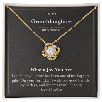 Load image into Gallery viewer, To My Granddaughter Birthday Love Knot Necklace – What a Joy You Are
