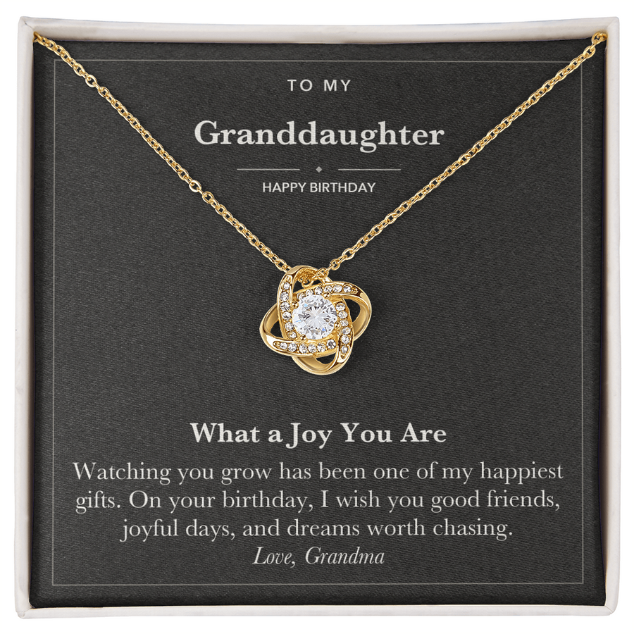 To My Granddaughter Birthday Love Knot Necklace – What a Joy You Are
