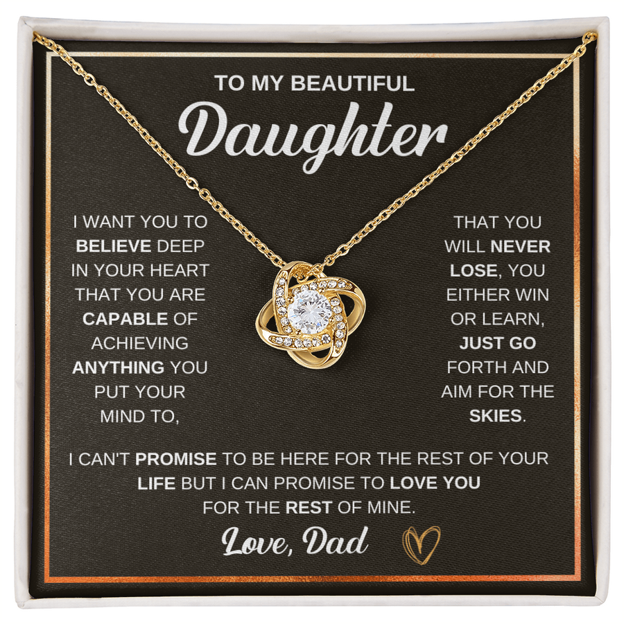 To My Daughter Love Knot Necklace Gift From Mom with Message Card & Gift Box