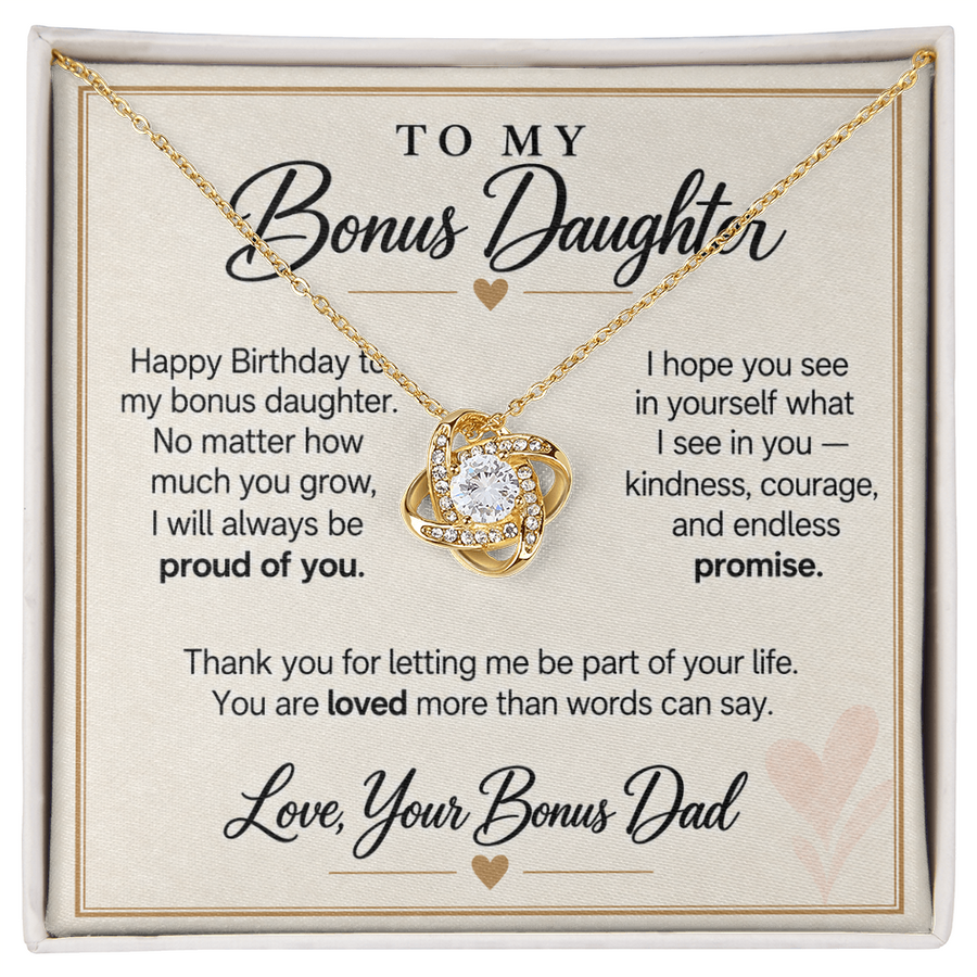 Bonus Daughter Birthday Love Knot Necklace from Bonus Dad - Always Proud of You