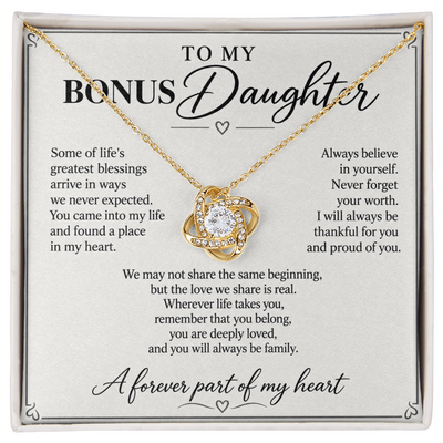 Load image into Gallery viewer, To My Bonus Daughter Forever in My Heart Love Knot Necklace Gift
