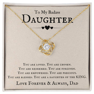 Load image into Gallery viewer, To My Badass Daughter Necklace from Dad, You Are Loved, Chosen, You Are a Daughter of the King
