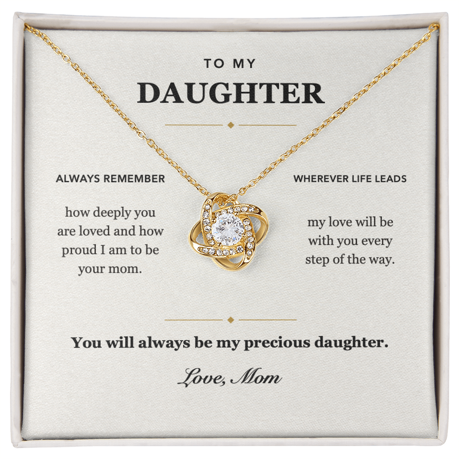 To My Daughter Deeply Loved Love Knot Necklace Gift from Mom