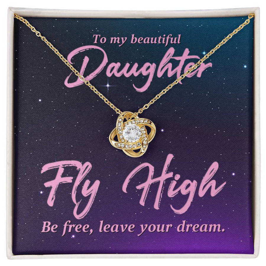 To My Beautiful Daughter Necklace from Mom and Dad, Fly High Be Free, Leave Your Dream