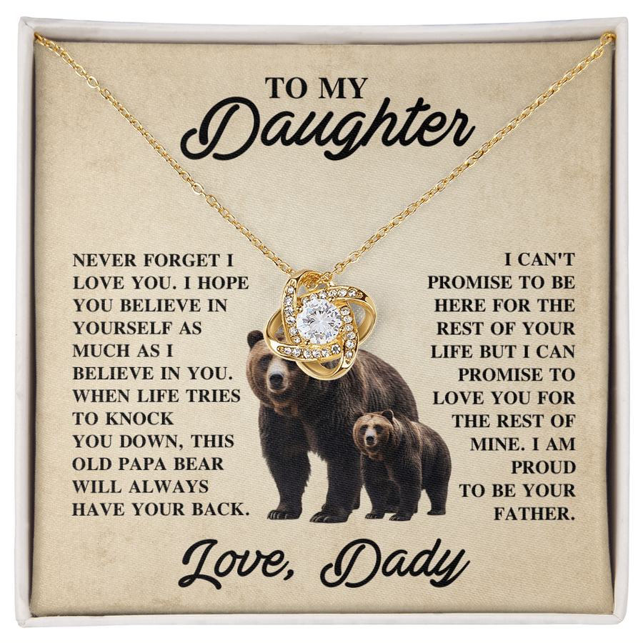 To My Daughter Love Knot Necklace – Unbreakable Bond Jewelry Gift for Birthday or Holiday