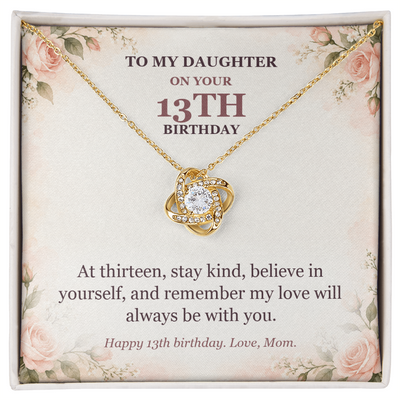 Load image into Gallery viewer, To My Daughter 13th Birthday Love Knot Necklace from Mom
