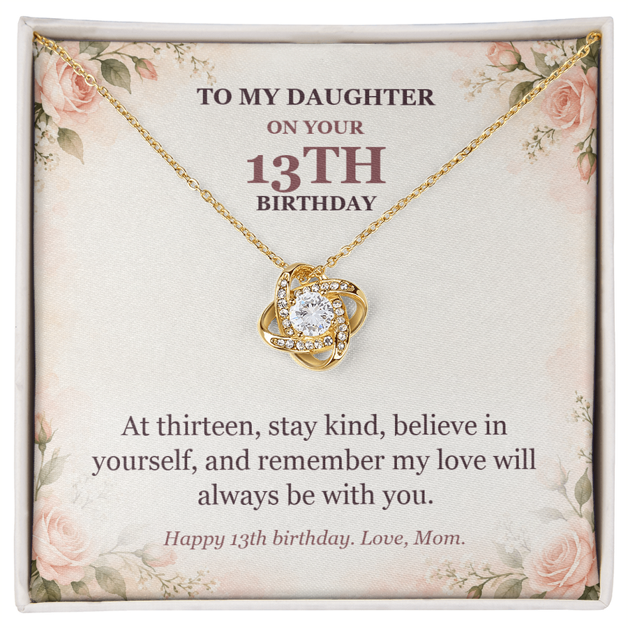 To My Daughter 13th Birthday Love Knot Necklace from Mom