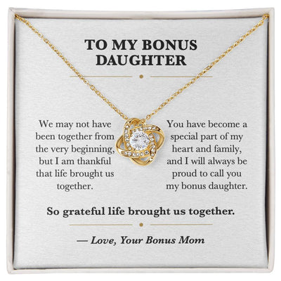 Load image into Gallery viewer, To My Bonus Daughter Love Knot Necklace Gift from Bonus Mom
