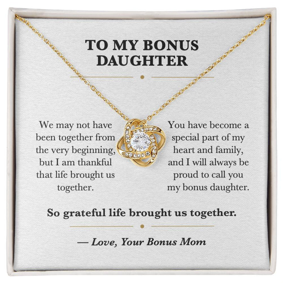 To My Bonus Daughter Love Knot Necklace Gift from Bonus Mom