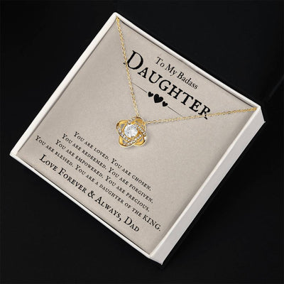 Load image into Gallery viewer, To My Badass Daughter Necklace from Dad, You Are Loved, Chosen, You Are a Daughter of the King
