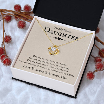 Load image into Gallery viewer, To My Badass Daughter Necklace from Dad, You Are Loved, Chosen, You Are a Daughter of the King
