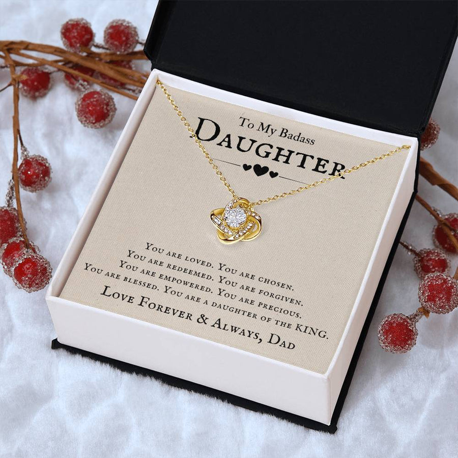 To My Badass Daughter Necklace from Dad, You Are Loved, Chosen, You Are a Daughter of the King