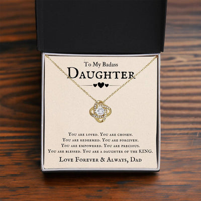 Load image into Gallery viewer, To My Badass Daughter Necklace from Dad, You Are Loved, Chosen, You Are a Daughter of the King
