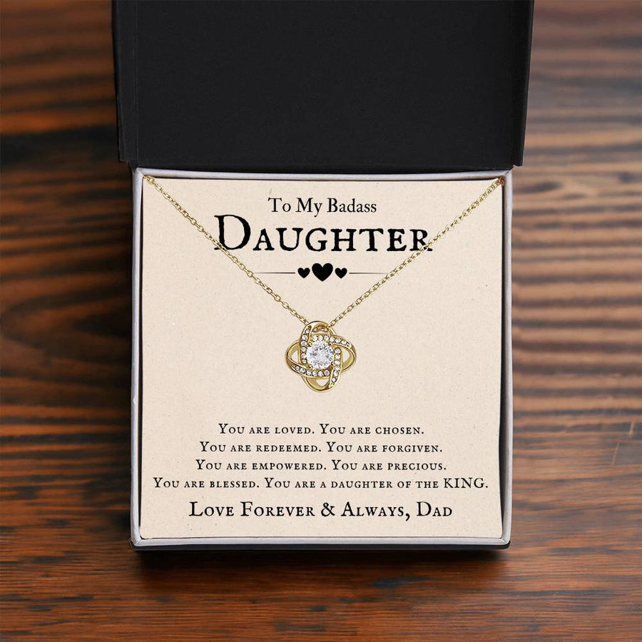 To My Badass Daughter Necklace from Dad, You Are Loved, Chosen, You Are a Daughter of the King