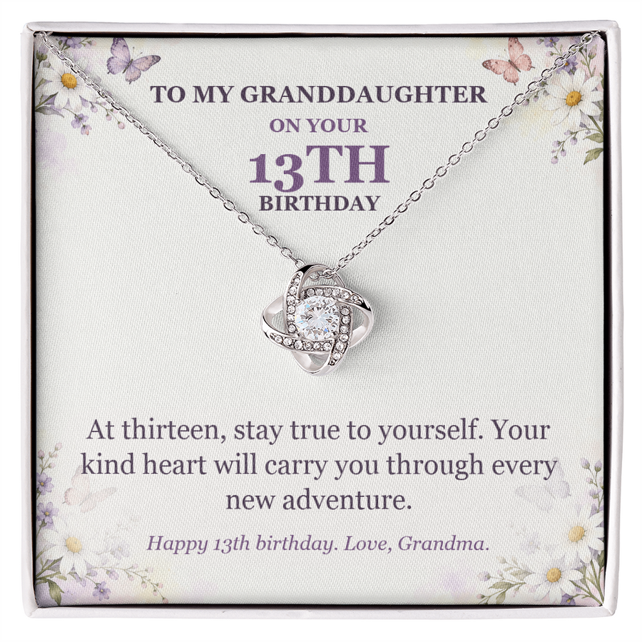 To My Granddaughter 13th Birthday Love Knot Necklace from Grandma