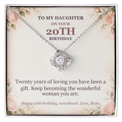 Load image into Gallery viewer, To My Daughter 20th Birthday Love Knot Necklace from Mom
