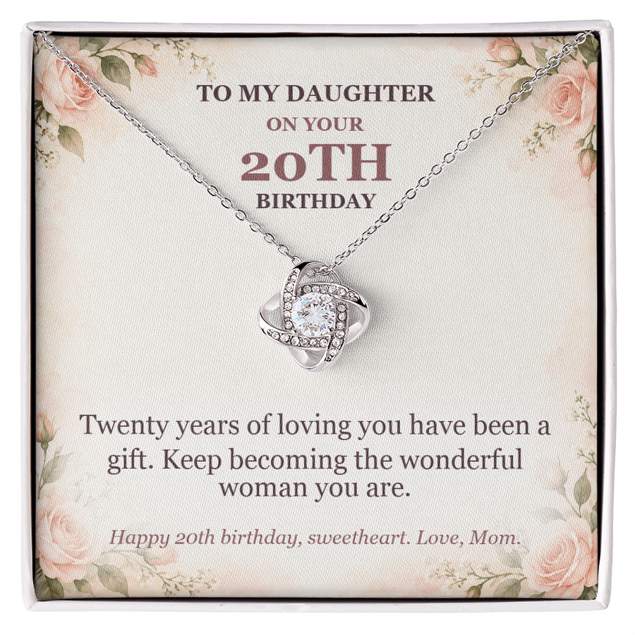 To My Daughter 20th Birthday Love Knot Necklace from Mom