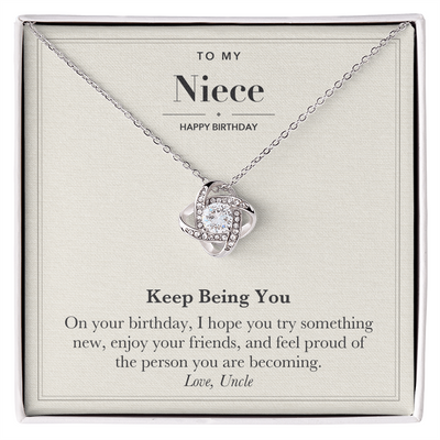 Load image into Gallery viewer, To My Niece Birthday Love Knot Necklace – Keep Being You
