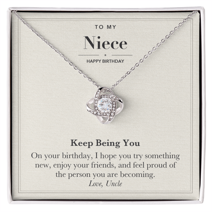 To My Niece Birthday Love Knot Necklace – Keep Being You