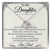 Load image into Gallery viewer, Daughter Birthday Love Knot Necklace from Dad - Bright, Brave &amp; One of a Kind

