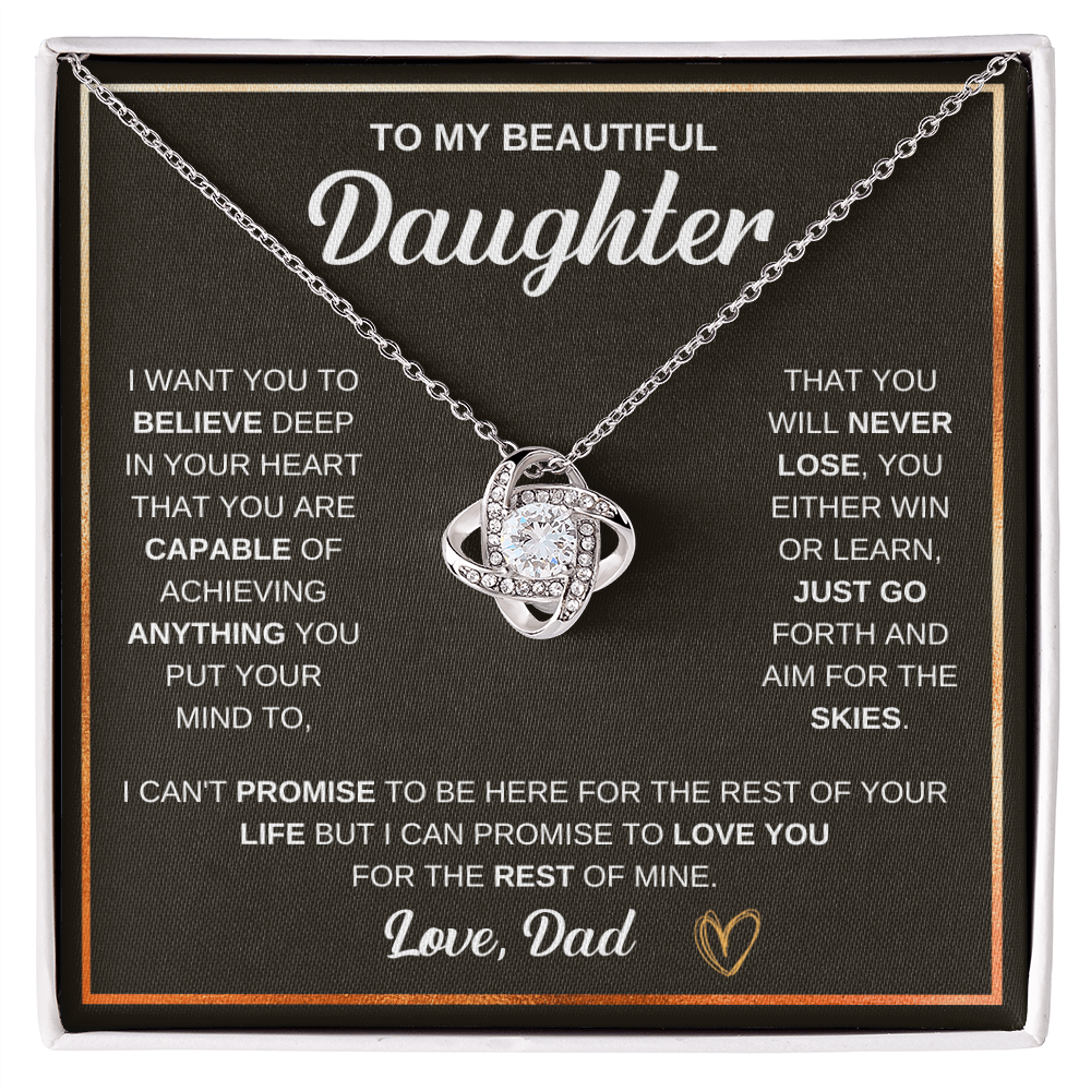 To My Daughter Love Knot Necklace Gift From Mom with Message Card & Gift Box