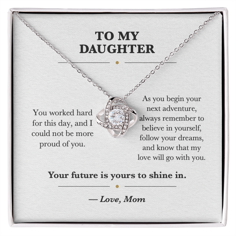 To My Daughter Graduation Love Knot Necklace Gift from Mom