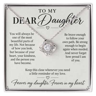 Load image into Gallery viewer, To My Dear Daughter Forever in My Heart Love Knot Necklace Gift
